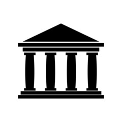 Bank building icon. Government building, isolated, black on the white background. Museum building.