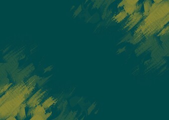 Abstract art background dark green and yellow colors. Watercolor painting with soft emerald gradient.