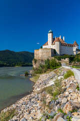 Fototapeta na wymiar Schonbuhel castle from the 12th century on Danube, Lower Austria, Austria