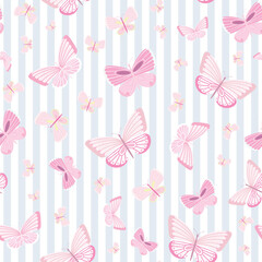Vector butterfly seamless repeat pattern design background.