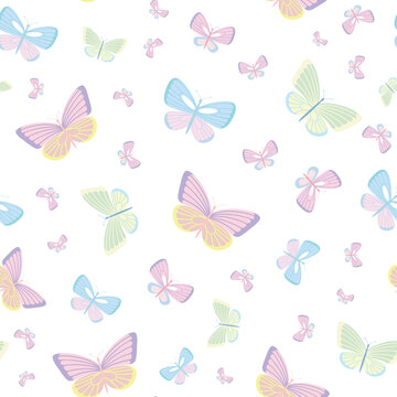Pastel butterfly seamless repeat pattern design, colorful happy pattern