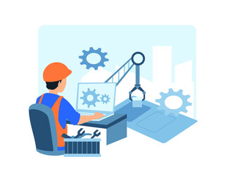 Illustration graphic of Industry Building Aplication. Perfect for banner, social media, etc.
