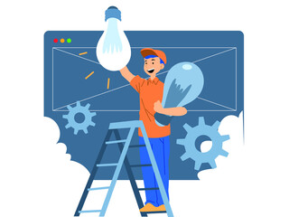 Illustration graphic of Building Ideas For Websites. Perfect for banner, social media, etc.