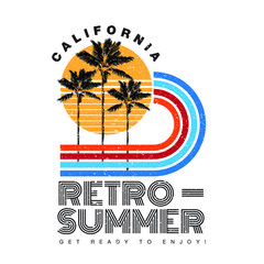 RETRO SUMMER in CALIFORNIA. Sun, Palm Tree, and Retro Stripe in Vector Format
