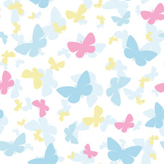 Fototapeta na wymiar Pastel butterfly seamless repeat pattern design