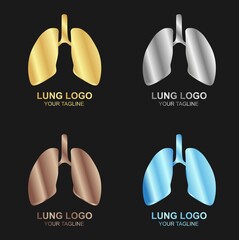 Vector set of luxury golden lung logo on black background, and also in color, silver, bronze and diamond