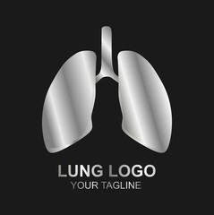 Luxury silver lung logo vector on black background, perfect for branding