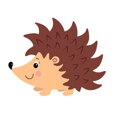 Hedgehog. Cartoon character. Сute smiling animal. 
