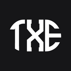 TXE letter logo design on Black background. TXE creative initials letter logo concept. TXE letter design .
