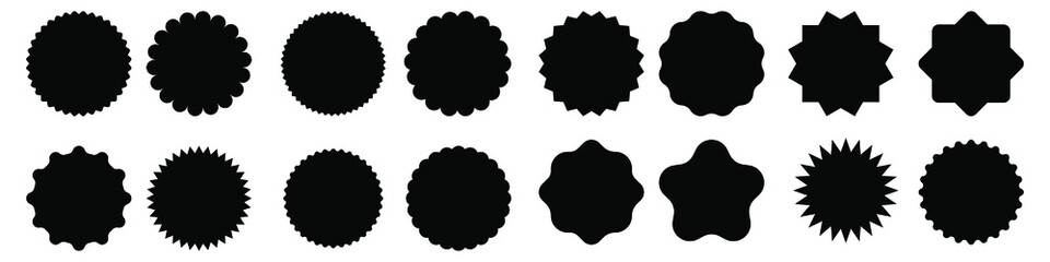 Sunburst icons vector set. Starburst badges icon. Price sticker illustration. Design elements for promo, adds and offers. 
