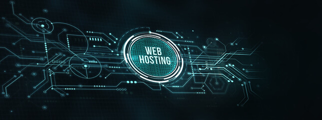 Internet, business, Technology and network concept. Web Hosting. The activity of providing storage space and access for websites. 3d illustration.