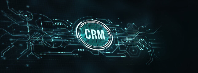 Fototapeta na wymiar Internet, business, Technology and network concept.CRM Customer Relationship Management. 3d illustration.