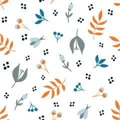 Seamless pattern with creative decorative flowers in scandinavian style. Great for fabric, textile. Vector background