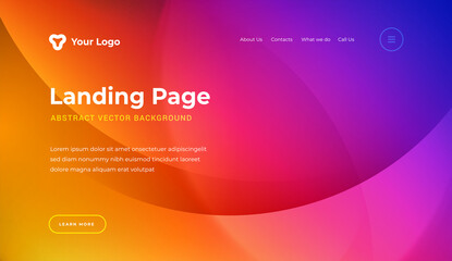 Abstract background dynamic light lines website landing page or banner template modern style vector illustration. Colorful gradients composition for poster cover and web site background.