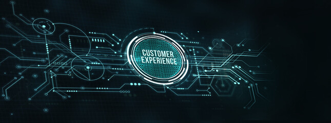 Internet, business, Technology and network concept. CUSTOMER EXPERIENCE inscription, social networking concept. 3d illustration.