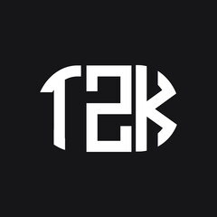 TZK letter logo design on Black background. TZK creative initials letter logo concept. TZK letter design. 