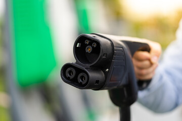 image of electric car charging post