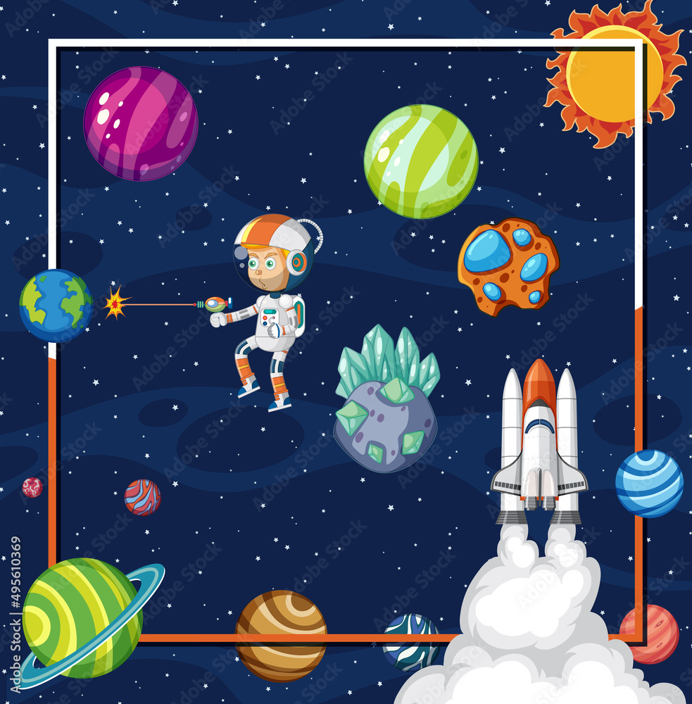 Wall mural space element template in space background