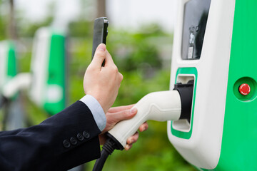 image of electric car charging post