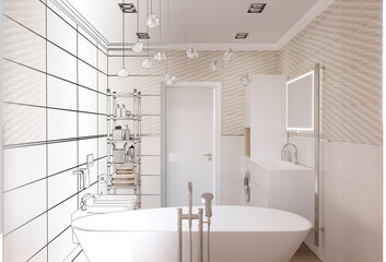 Naklejka na ściany i meble bathroom, interior visualization, 3D illustration