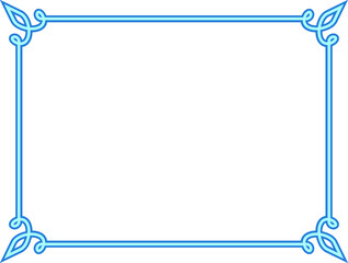 Vector border frame. Blue fresh background or advertising banner. Simple rectangular horizontal sign, card, plaque, signboard, sticker or label