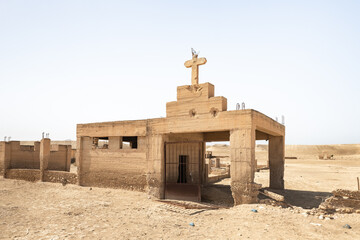 The building  of the abandoned Ethiopian Orthodox Monastery near the Baptismal Site of Jesus Christ...