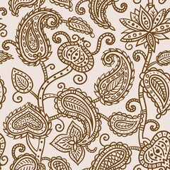 Ethnic boho seamless pattern. Colorful paisley wallpaper. Ornamental background.  Indian paisley floral seamless pattern.