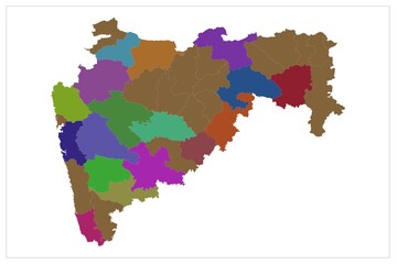Beautiful Color Map illustration of Maharastra India state Map