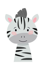 Fototapeta na wymiar Childish Zebra Cartoon Cute Animal. Vector illustration