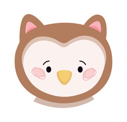Childish Owl Cartoon Cute Animal. Vector illustration