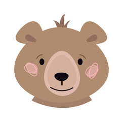 Childish Bear Cartoon Cute Animal. Vector illustration