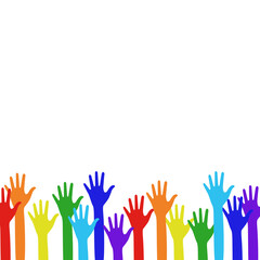 Obraz premium Rainbow human hands volunteer isolate on white background.