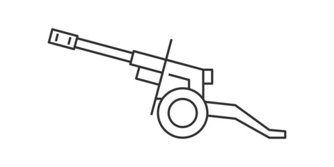 Artillery line vector icon. Howitzer. Editable stroke