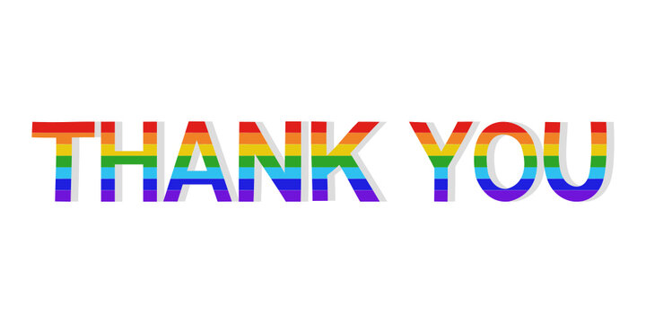 The word Thank you. rainbow typography banner on white background.