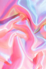 Fototapeta premium Light bright pink abstract texture. iridescent surface wrinkled silk background