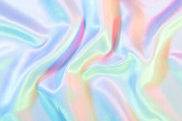 iridescent surface wrinkled vaporwave wavy abstract blurred background. 
