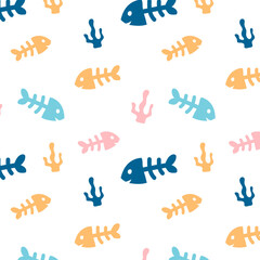 seamless pattern with colorful fishes