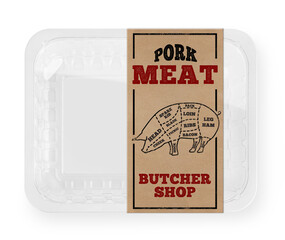 Pork meat polystyrene packaging