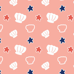 seamless pattern with fish and shells