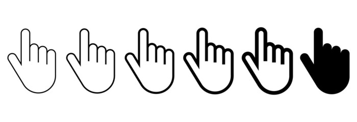 Hand cursor mouse icon.Hand clicking icon.Pointing hand.