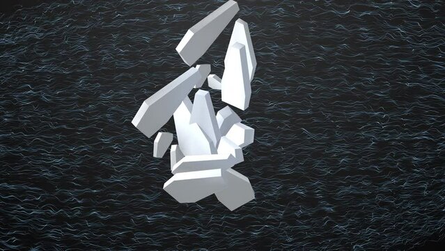 series of virtual blocks in composition and movement in space with a background of strings. simulation a of the injection of malware script in cyberspace. footage for scifi and technology