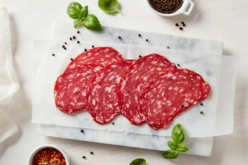 Salami with pepper and ingredients
