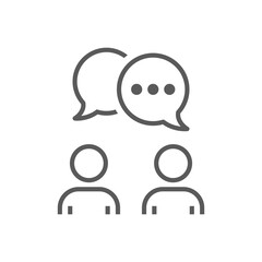 Group of people and chat bubble icon set. Teamwork, speech balloon ,talking person outlined vector icons.