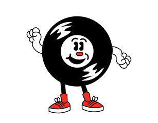 comic character of a vinyl man in trendy retro cartoon style, illustration