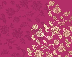 Colorful paisley floral pattern , textile swatch , India	