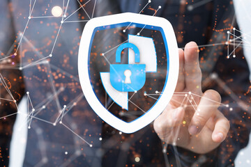 Information technology protected with firewall, secure access and encryption against cyber