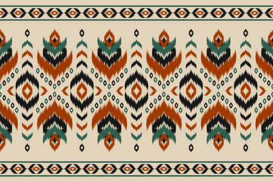 Beautiful ikat pattern art. Ethnic seamless pattern in tribal, folk embroidery, and Mexican style. Geometric striped. Design for background, wallpaper, vector illustration, fabric, clothing, carpet.