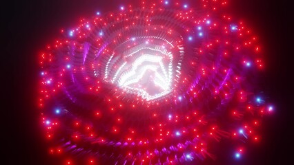 3d illustration of 4K UHD shiny metal torus with neon lights