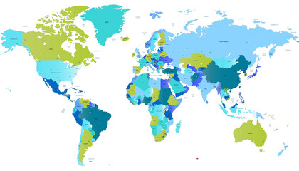 Fototapeta premium World map. Color vector modern. 