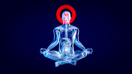 3D Creative abstract zen man in Xray